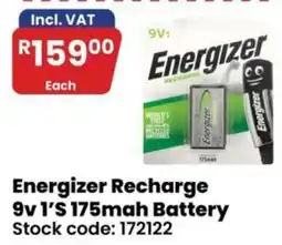 Africa Cash and Carry Energizer Recharge 9v 1'S 175mah Battery offer
