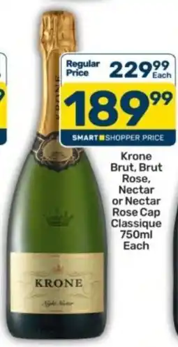 Pick n Pay Liquor Krone Brut, Brut Rose, Nectar or Nectar Rose Cap Classique offer