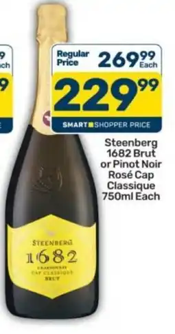 Pick n Pay Liquor Steenberg 1682 Brut or Pinot Noir Rosé Cap Classique offer