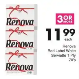 Save Hyper Renova Red Label White Serviette 1 Ply 70's offer