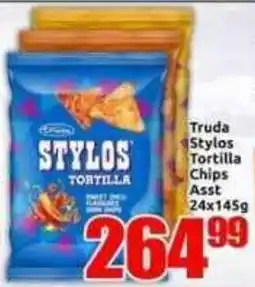 Three Star Cash and Carry Truda Stylos Tortilla Chips Assorted offer