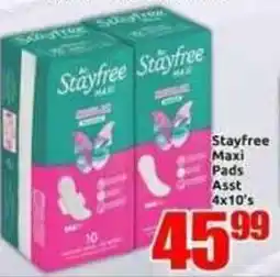 Three Star Cash and Carry Stayfree Maxi Pads Assorted offer