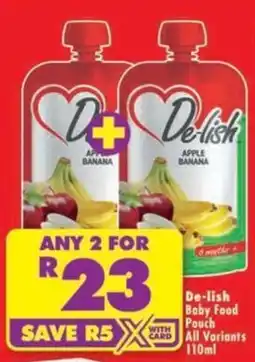 Shoprite De-lish Baby Food Pouch offer