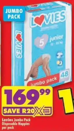 Shoprite Lovies Jumbo Pack Disposable Nappies offer