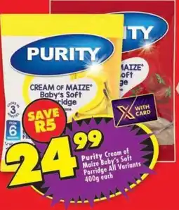 Shoprite Purity Cream of Maize Baby's Soft Porridge offer