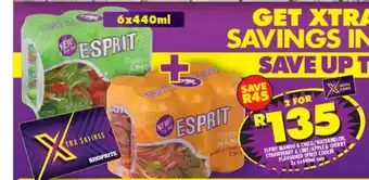 Shoprite Liquor Esprit Mango & Chilli/Water Melon Strawberry & Lime / Apple & Cherry Flavoured Spirit Cooler 2x6x440ml offer