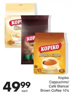 Save Kopiko Cappuccino/Café Blanca/Brown Coffee 10's offer
