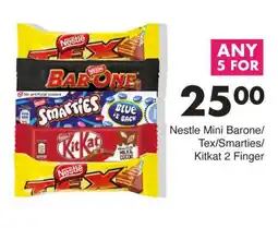 Save Nestle Mini Barone/Tex/Smarties/Kitkat 2 Finger offer