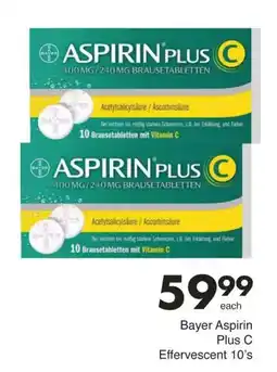 Save Bayer Aspirin Plus C Effervescent 10's offer