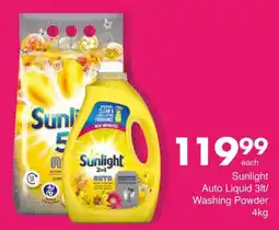 Save Sunlight Auto Liquid 3lt/Washing Powder offer