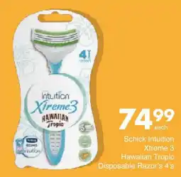 Save Schick Intuition Xtreme 3 Hawaiian Tropic Disposable Razor's 4's offer