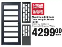 Build It Aluminium Entrance Door Hung In Frame +Lock offer