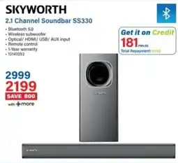Incredible Connection SKYWORTH 2.1 Channel Soundbar SS330 offer