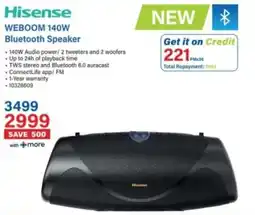 Incredible Connection Hisense WEBOOM 140W Bluetooth Speaker offer