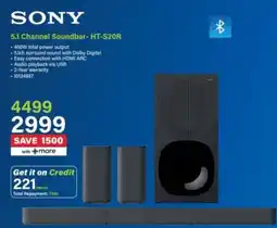 Incredible Connection SONY 5.1 Channel Soundbar- HT-S20R offer