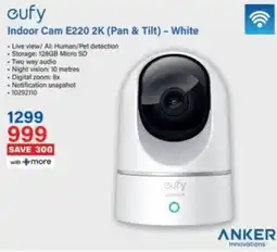 Incredible Connection eufy Indoor Cam E220 2K (Pan & Tilt) - White offer