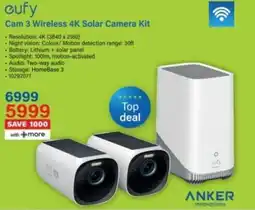 Incredible Connection Cufy Cam 3 Wireless 4K Solar Camera Kit offer