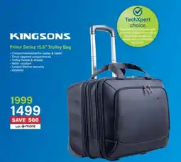 Incredible Connection Kingsons Prime Series 15.6" Trolley Bag offer