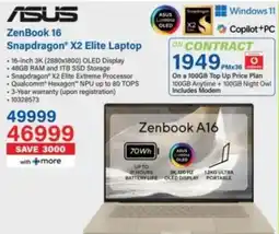 Incredible Connection Zenbook 16 Snapdragon X2 Elite Laptop offer