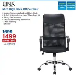 Incredible Connection Linx Miro High Back Office Chair offer