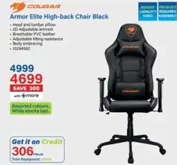 Incredible Connection Cougar Armor Elite High-back Chair Black Assorted offer