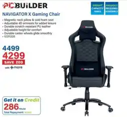 Incredible Connection PCBUILDER NAVIGATOR X Gaming Chair offer