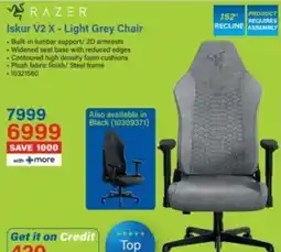 Incredible Connection RAZER Iskur V2 X - Light Grey Chair offer