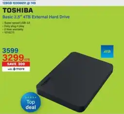 Incredible Connection TOSHIBA Basic 2.5" 4TB External Hard Drive offer