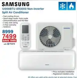 Incredible Connection SAMSUNG 12000BTU AR3000 Non-Inverter Split Air Conditioner offer