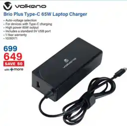 Incredible Connection Volkano Brio Plus Type-C 65W Laptop Charger offer