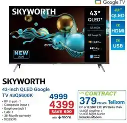 Incredible Connection SKYWORTH 43-inch QLED Google TV 43Q5600K offer