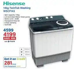 Incredible Connection Hisense 14kg TwinTub Washing offer
