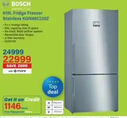 Incredible Connection BOSCH 619L Fridge Freezer Stainless KGN86C130Z offer