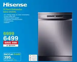 Incredible Connection Hisense 15 Place Dishwasher Silver H15DSL offer