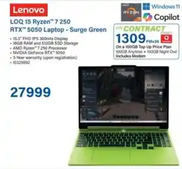 Incredible Connection Lenovo LOQ 15 Ryzen 7 250 RTX 5050 Laptop - Surge Green offer