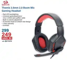 Incredible Connection Redragon Themis 3.5mm 2.0 Boom Mic Gaming Headset offer