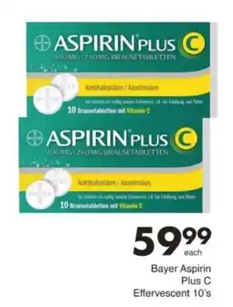 Save Hyper Bayer Aspirin Plus C Effervescent 10's offer