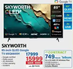 Incredible Connection SKYWORTH 85-inch QLED Google TV-85Q6600H offer