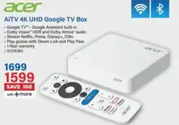 Incredible Connection Acer AiTV 4K UHD Google TV Box offer