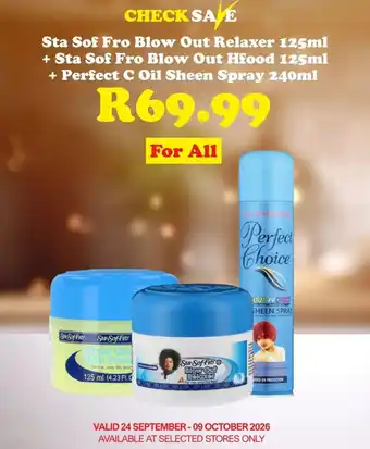 Sta Sof Fro Blow Out Relaxer + Sta Sof Fro Blow Out Hfood + Perfect Choice Sheen Spray