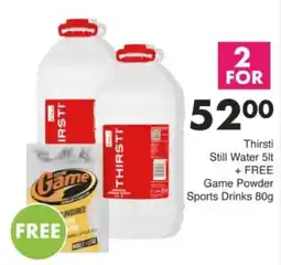 Save Hyper Thirsti Still Water 5lt + FREE Game Powder Sports Drinks 80g offer