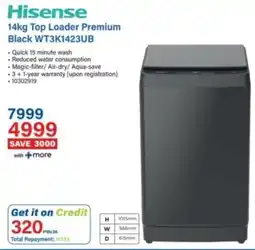 Incredible Connection Hisense 14kg Top Loader Premium Black offer