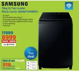 Incredible Connection Samsung 19kg AI Top Loader offer
