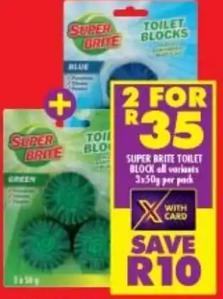 Shoprite Super Brite Toilet Blocks 2x50g offer