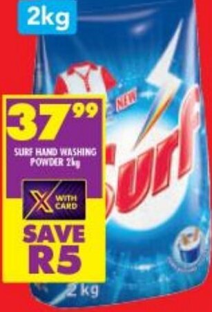 Shoprite Surf Hand Washing Powder 2kg offer