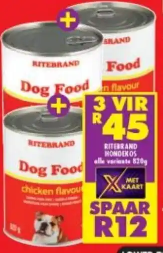 Shoprite Ritebrand  Dog Food 3 x 820g offer