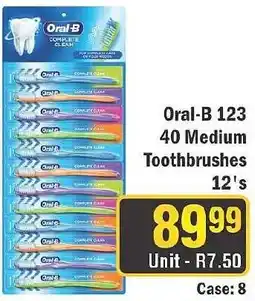 J&E Cash and Carry Oral-B 123 40 Medium Toothbrushes offer