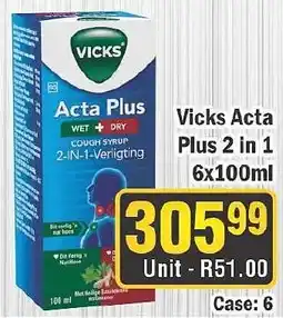 J&E Cash and Carry Vicks Acta Plus 2 in 1 offer