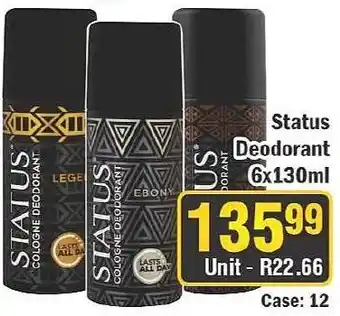 J&E Cash and Carry Status Deodorant offer