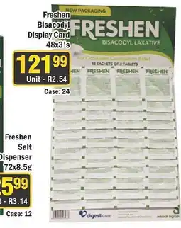 J&E Cash and Carry Freshen Bisacodyl Display Card offer